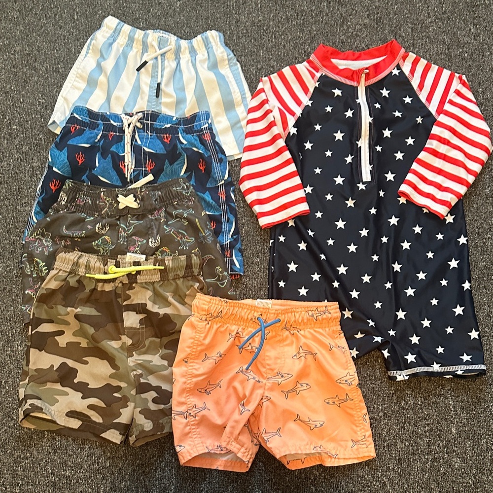 Kids Swimwear Bundle - Stars and Stripes, Camo, and Shark Print